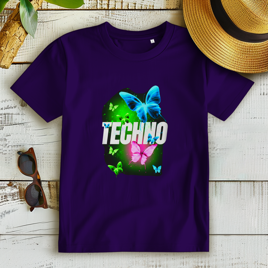 Damen Premium Bio T-Shirt Techno Butterfly