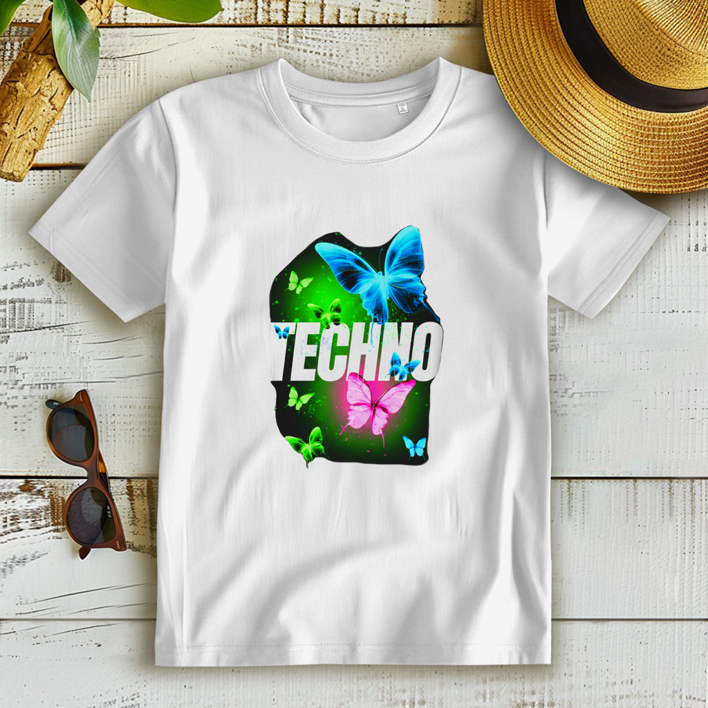 Damen Premium Bio T-Shirt Techno Butterfly