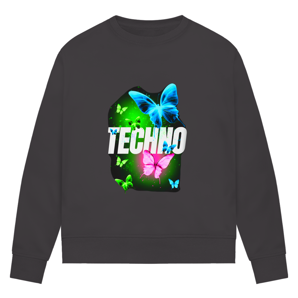 Damen Premium Bio Sweatshirt Techno Butterfly