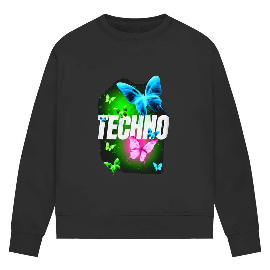Damen Premium Bio Sweatshirt Techno Butterfly