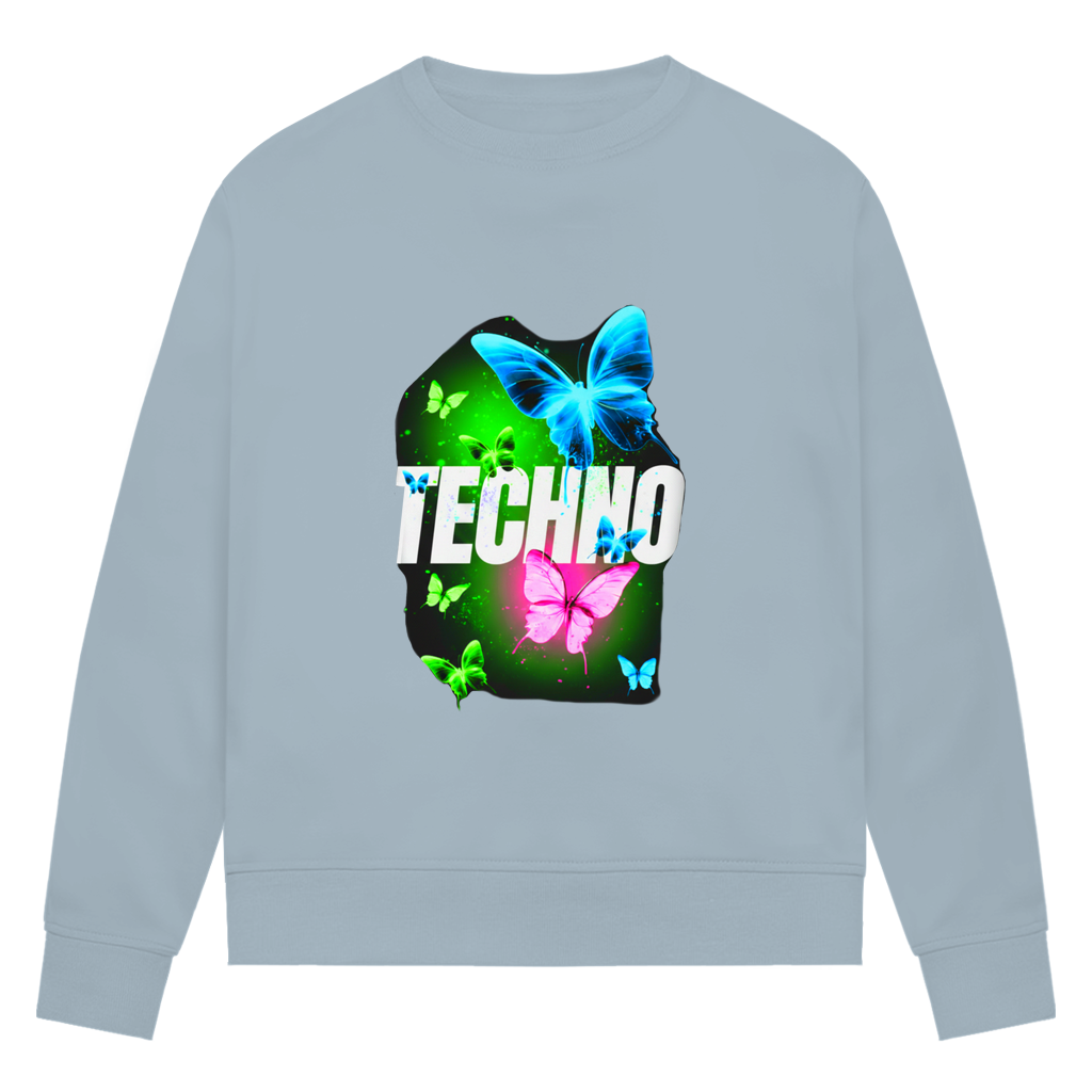 Damen Premium Bio Sweatshirt Techno Butterfly