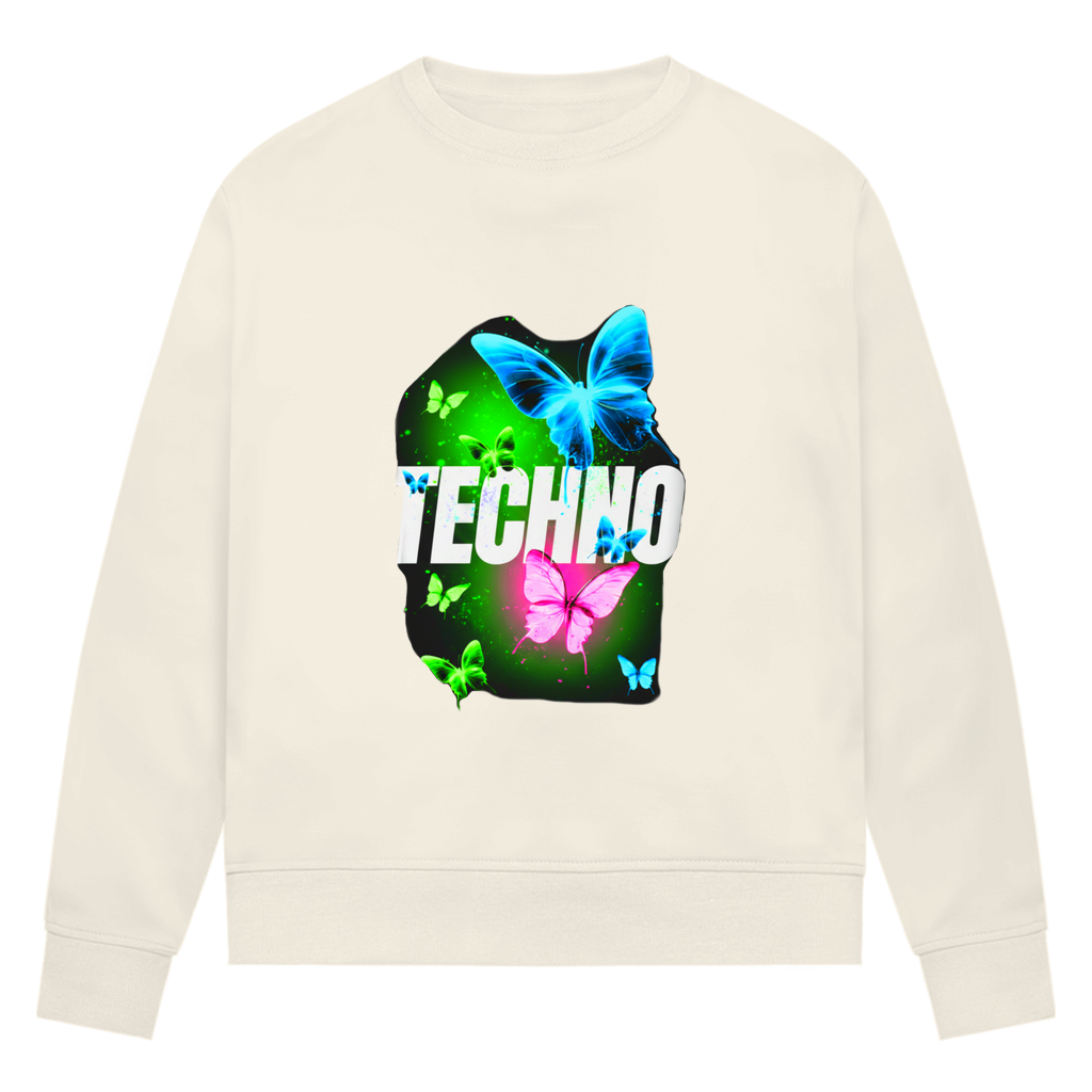Damen Premium Bio Sweatshirt Techno Butterfly