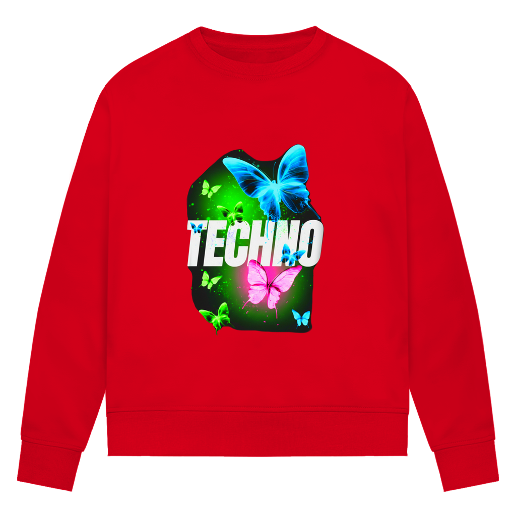 Damen Premium Bio Sweatshirt Techno Butterfly