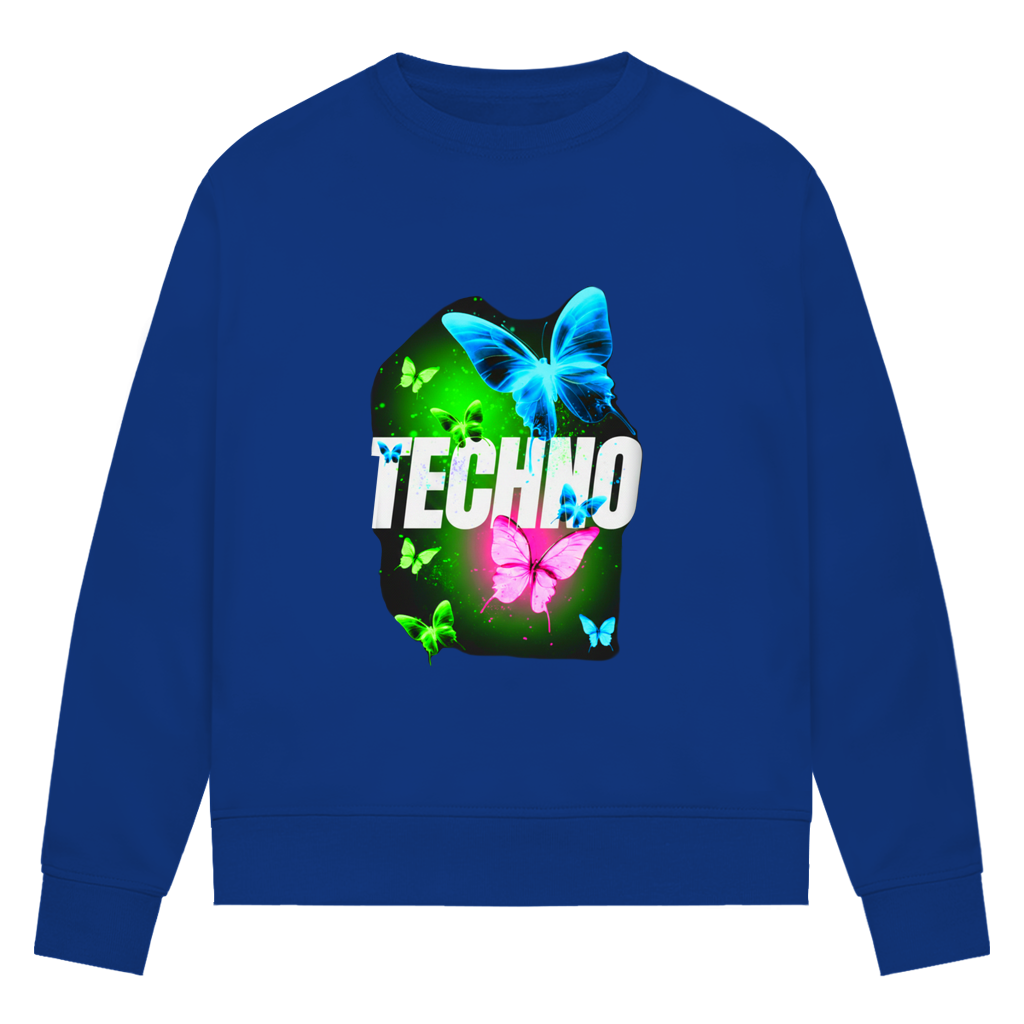 Damen Premium Bio Sweatshirt Techno Butterfly