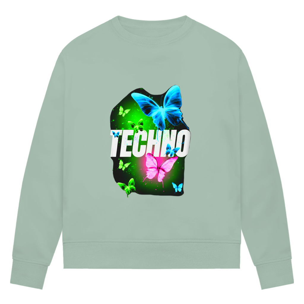 Damen Premium Bio Sweatshirt Techno Butterfly