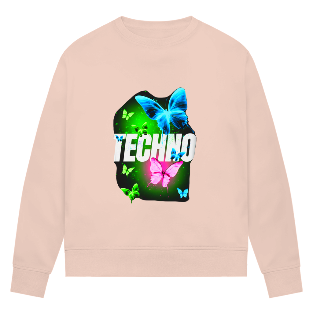 Damen Premium Bio Sweatshirt Techno Butterfly