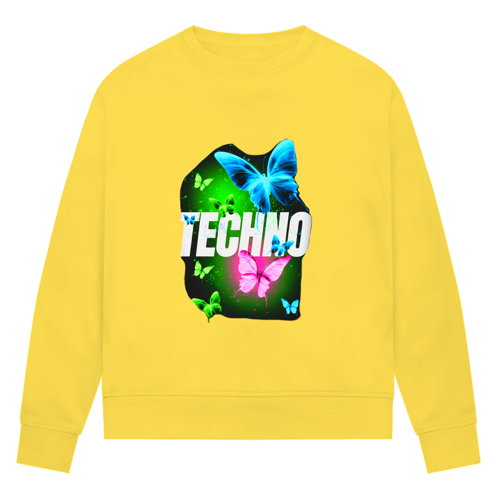 Damen Premium Bio Sweatshirt Techno Butterfly