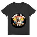 Herren Premium Bio V-Neck T-Shirt Me and my golden Retriever