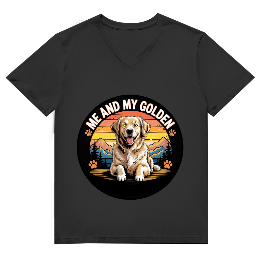 Herren Premium Bio V-Neck T-Shirt Me and my golden Retriever