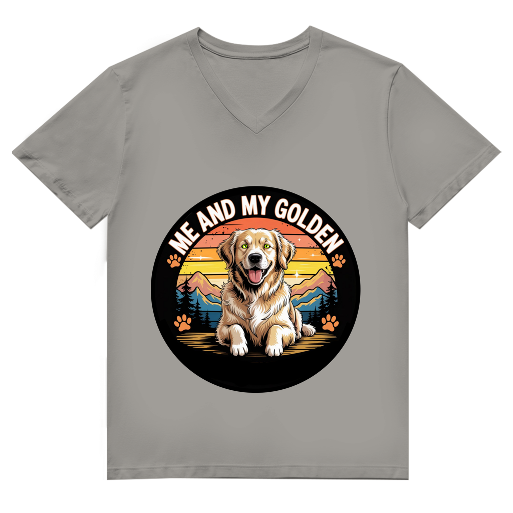 Herren Premium Bio V-Neck T-Shirt Me and my golden Retriever