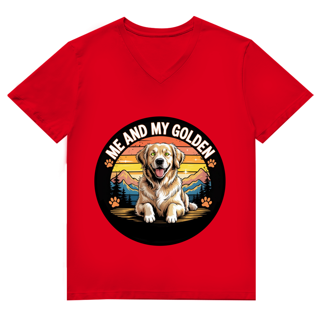Herren Premium Bio V-Neck T-Shirt Me and my golden Retriever