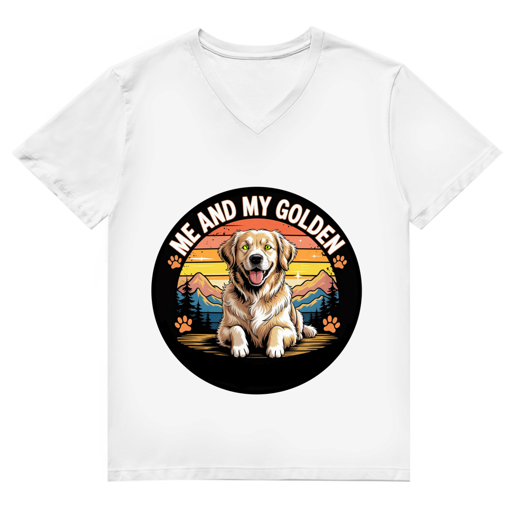 Herren Premium Bio V-Neck T-Shirt Me and my golden Retriever