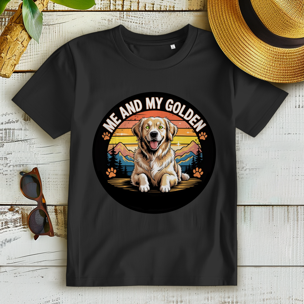 Damen Premium Bio T-Shirt Me and my golden Retriever