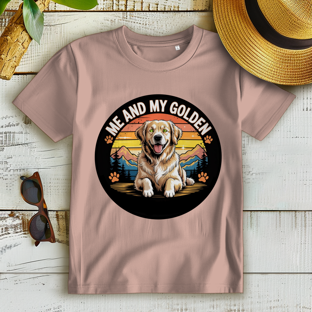 Damen Premium Bio T-Shirt Me and my golden Retriever