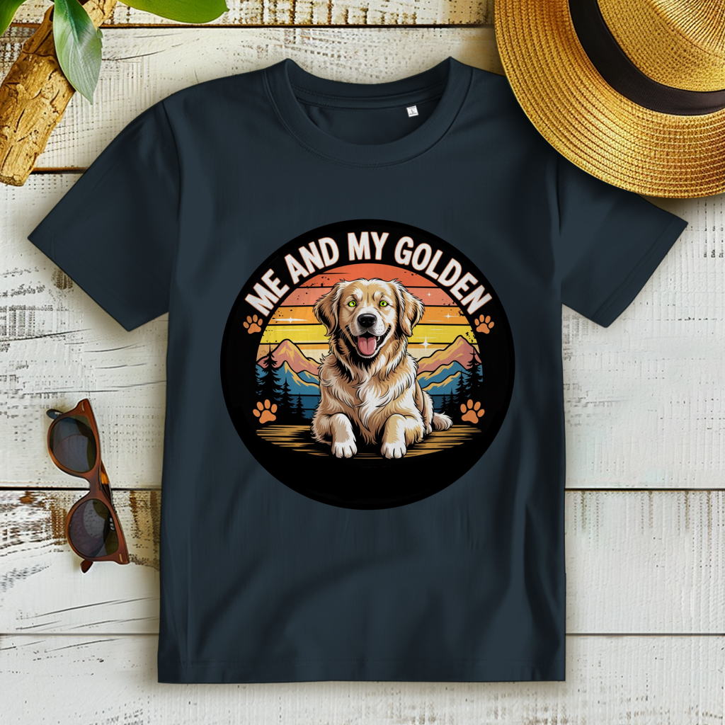 Damen Premium Bio T-Shirt Me and my golden Retriever