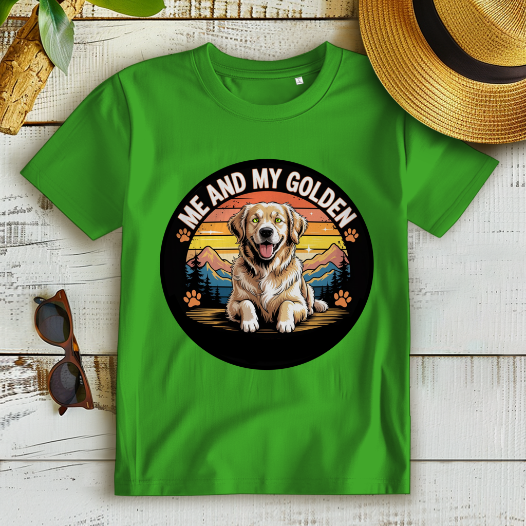 Damen Premium Bio T-Shirt Me and my golden Retriever