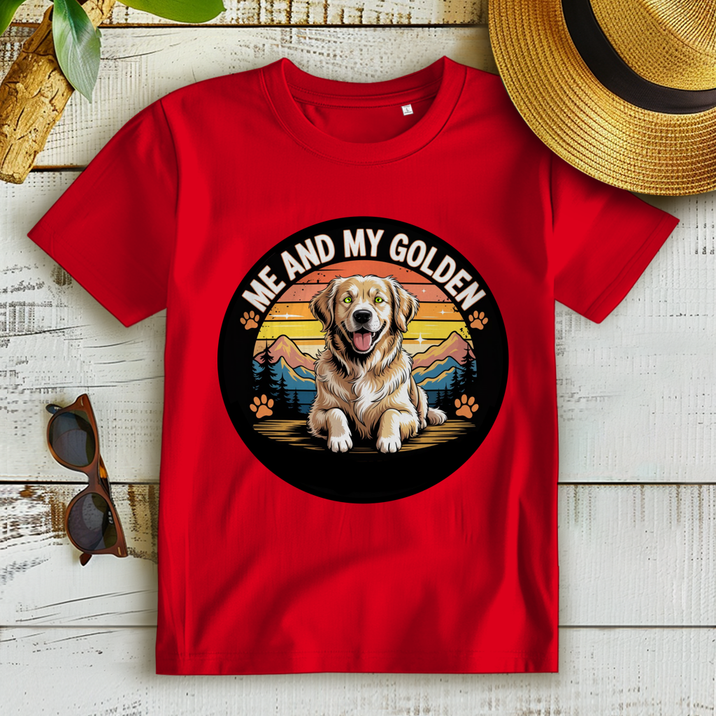 Damen Premium Bio T-Shirt Me and my golden Retriever