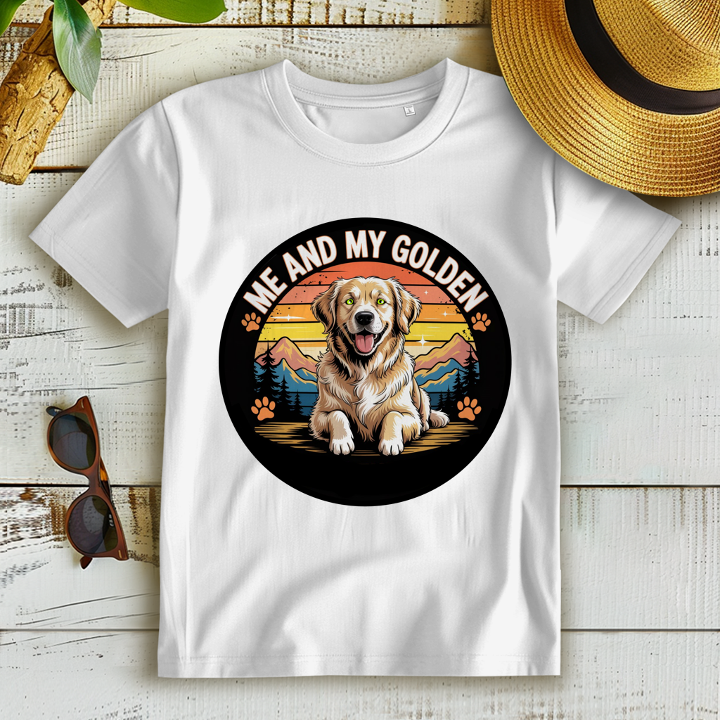 Damen Premium Bio T-Shirt Me and my golden Retriever