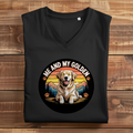 Damen Premium Bio V-Neck T-Shirt Me and my golden Retriever