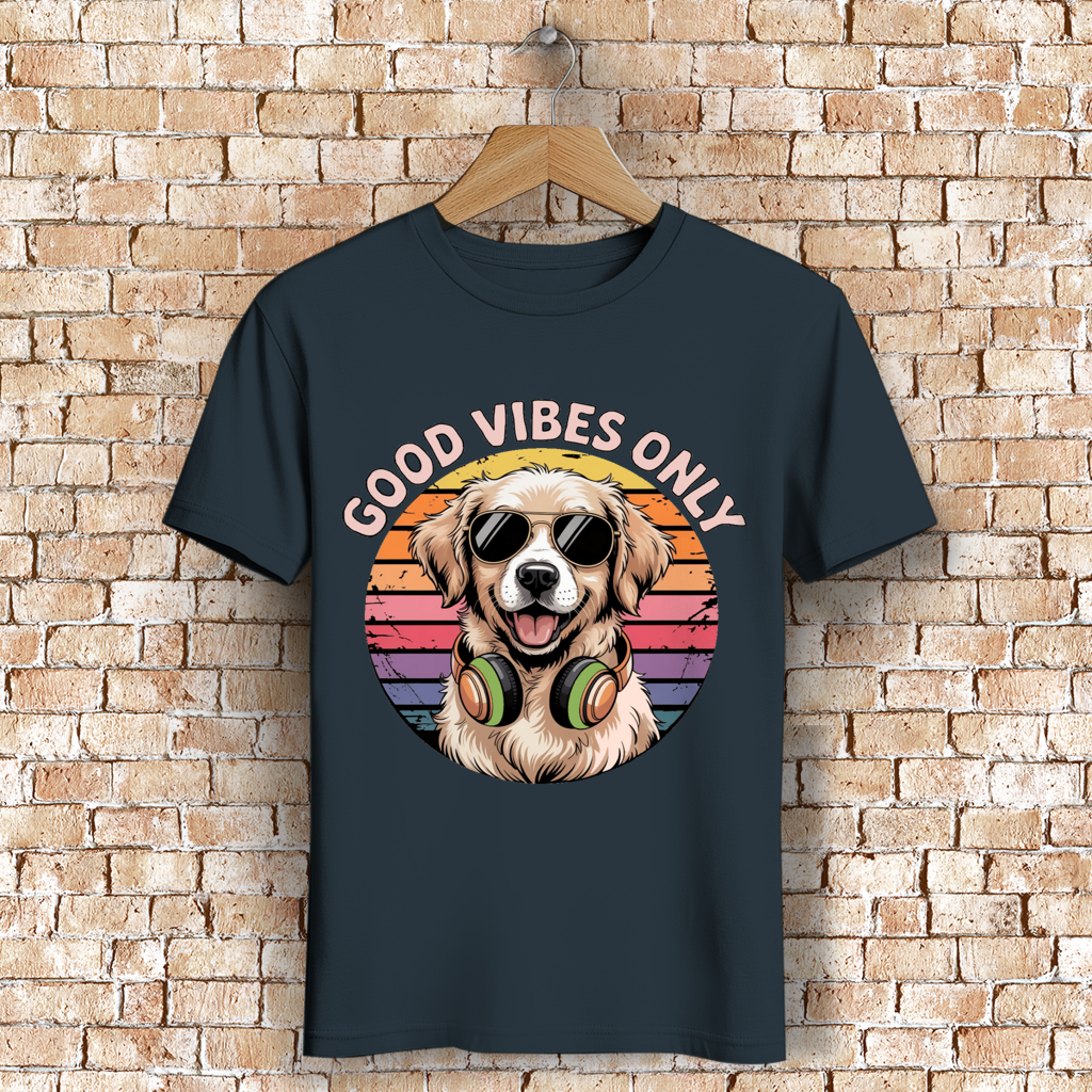 Herren Premium Bio T-Shirt Good vibes only with dog