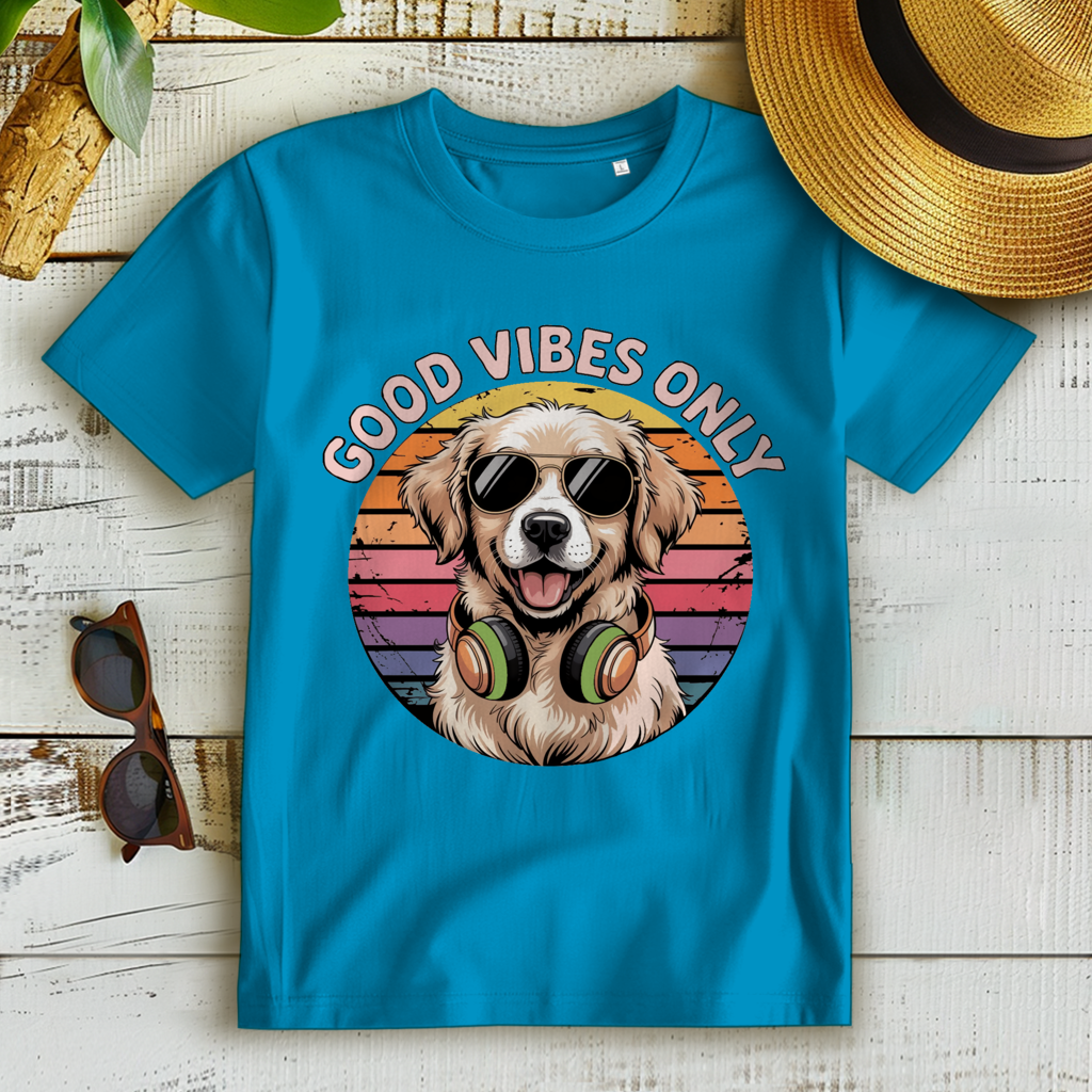 Damen Premium Bio T-Shirt Good vibes only with dog