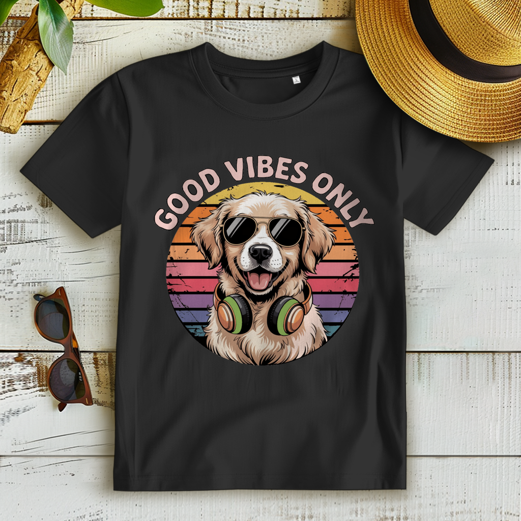 Damen Premium Bio T-Shirt Good vibes only with dog
