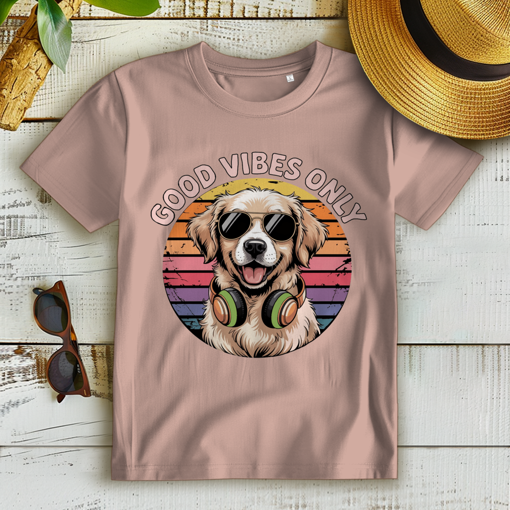 Damen Premium Bio T-Shirt Good vibes only with dog