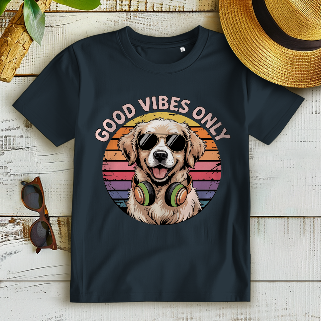 Damen Premium Bio T-Shirt Good vibes only with dog