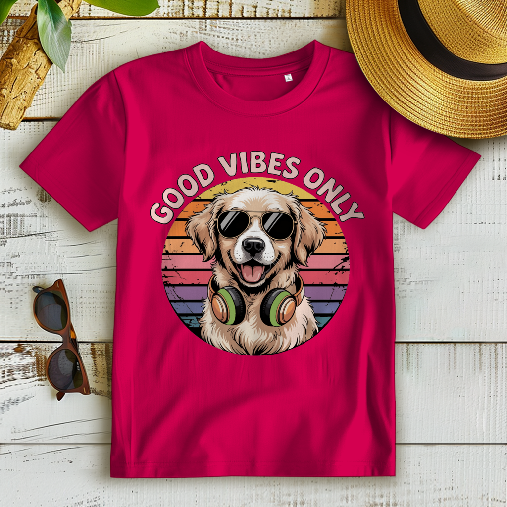 Damen Premium Bio T-Shirt Good vibes only with dog