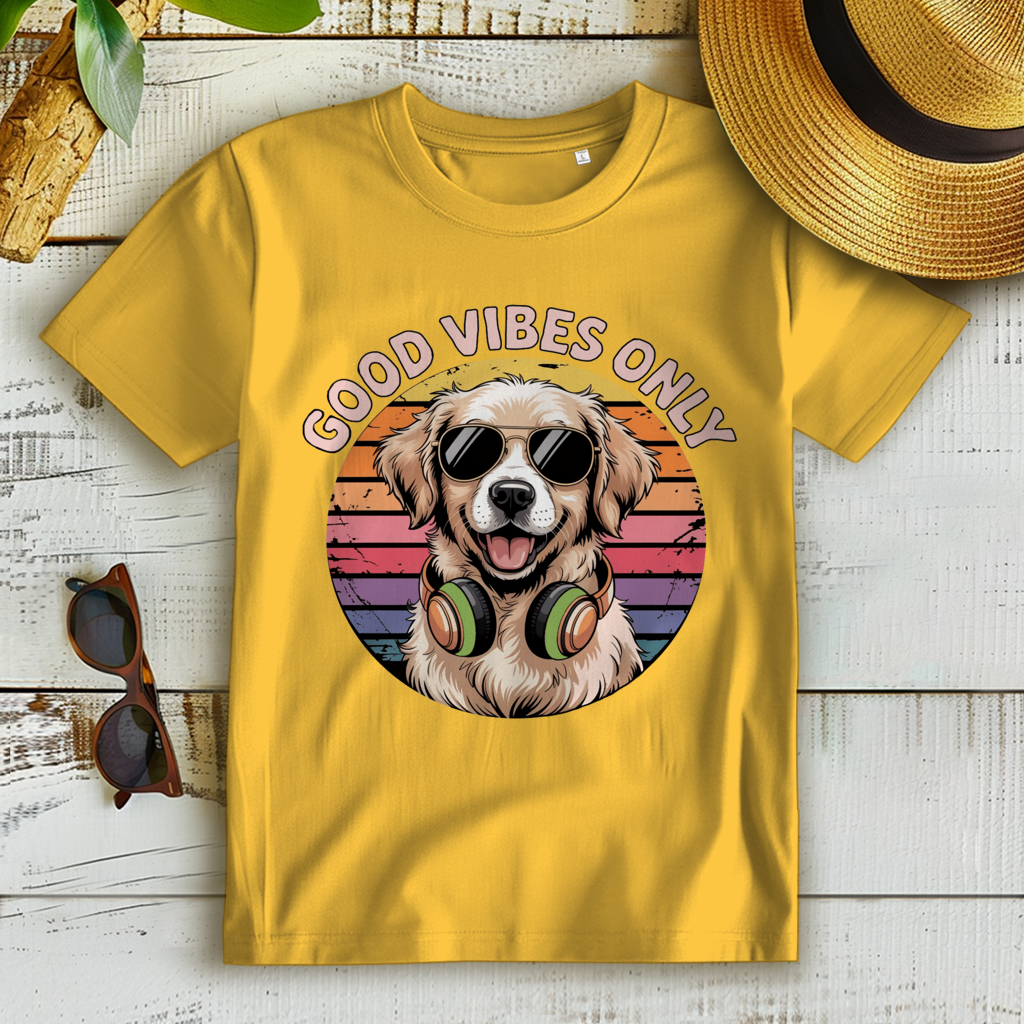Damen Premium Bio T-Shirt Good vibes only with dog