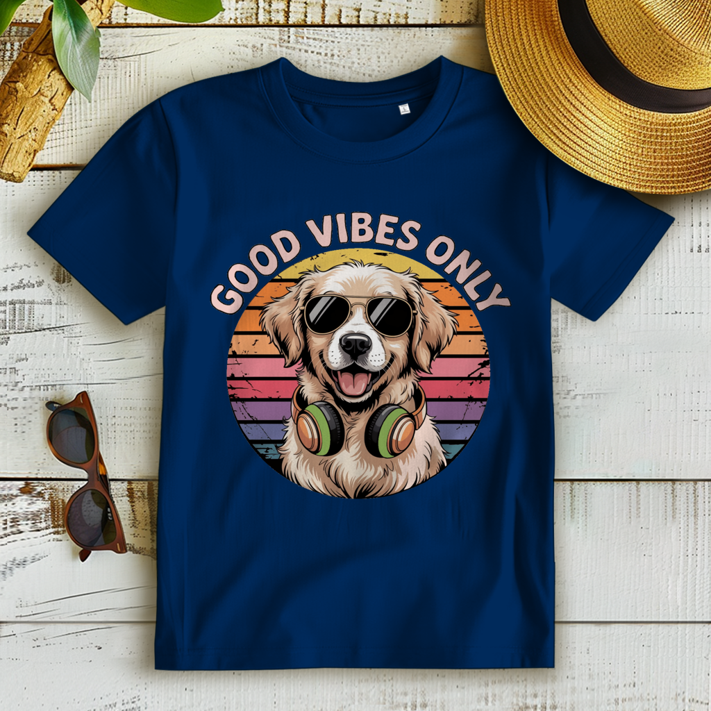 Damen Premium Bio T-Shirt Good vibes only with dog