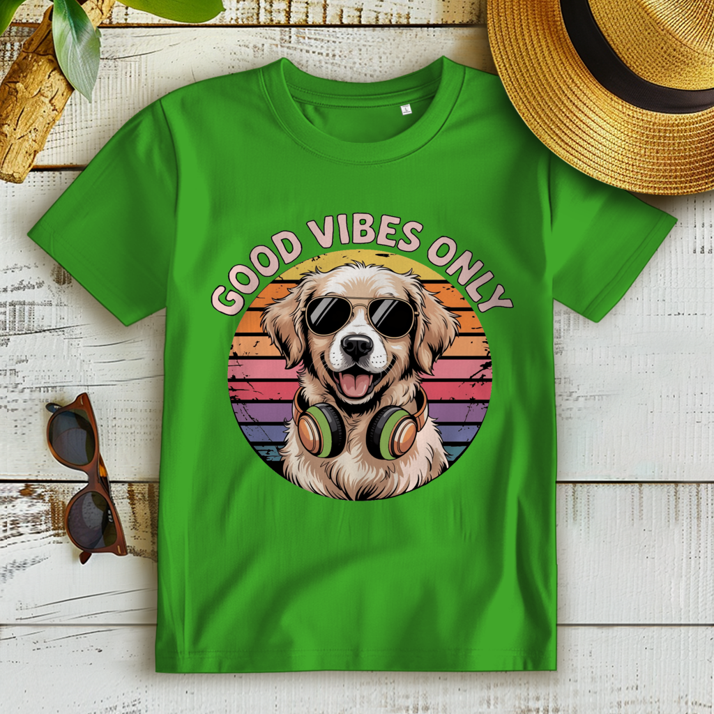 Damen Premium Bio T-Shirt Good vibes only with dog