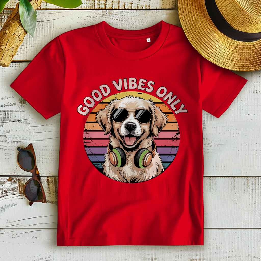 Damen Premium Bio T-Shirt Good vibes only with dog