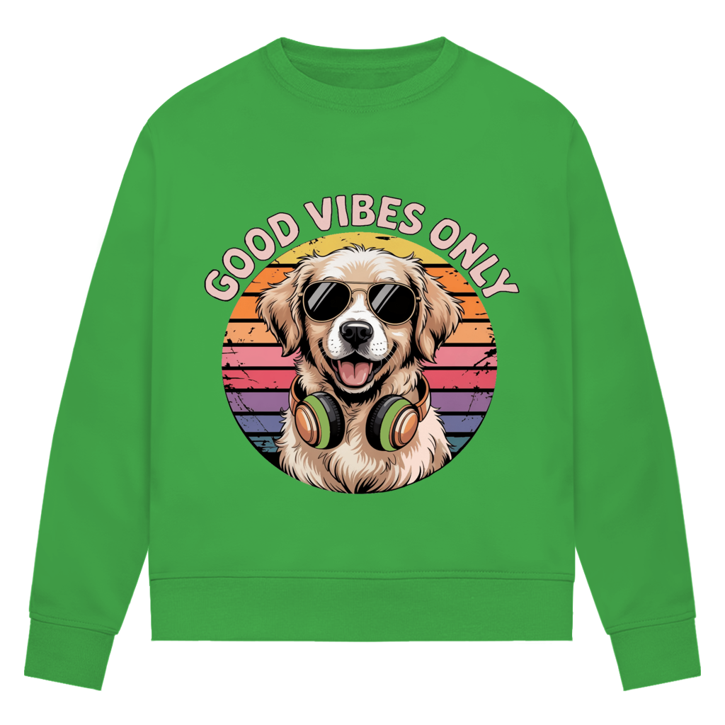 Damen Premium Bio Sweatshirt Good vibes only with dog