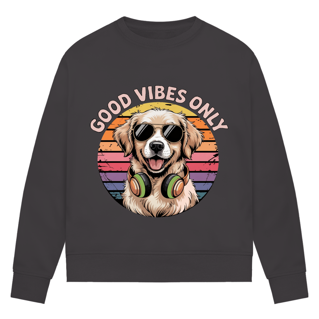 Damen Premium Bio Sweatshirt Good vibes only with dog