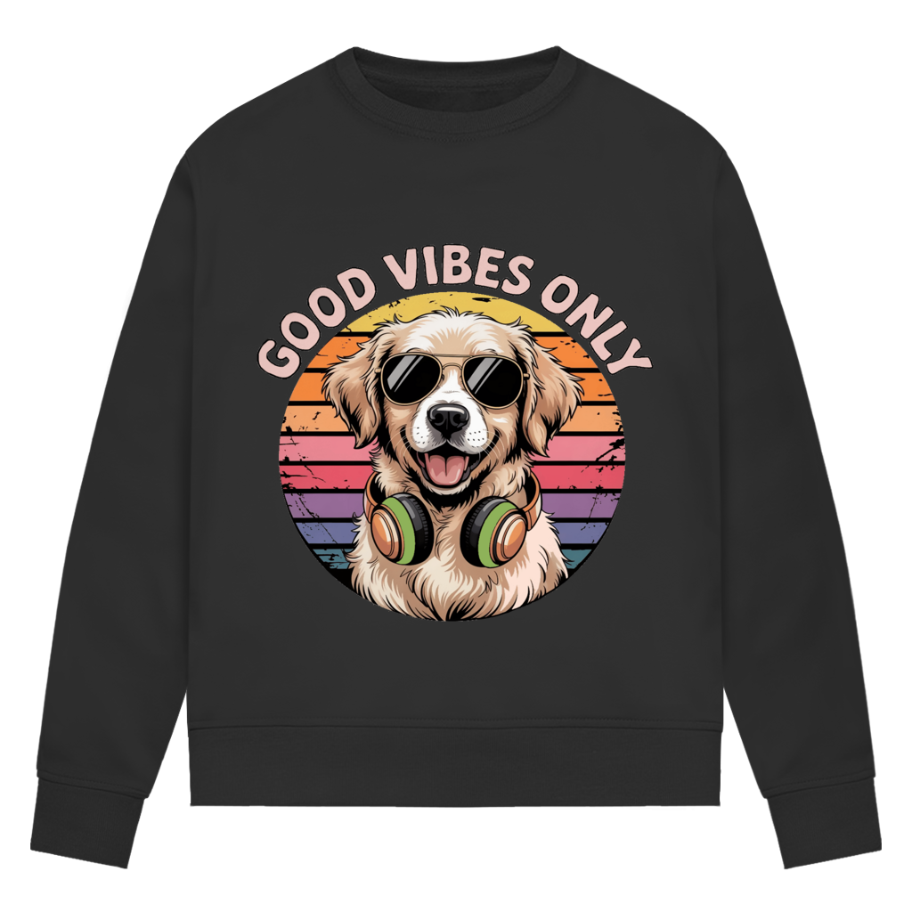 Damen Premium Bio Sweatshirt Good vibes only with dog