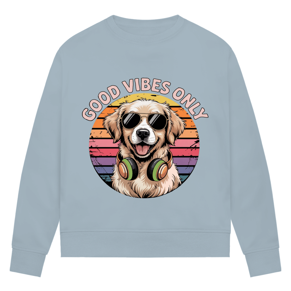 Damen Premium Bio Sweatshirt Good vibes only with dog