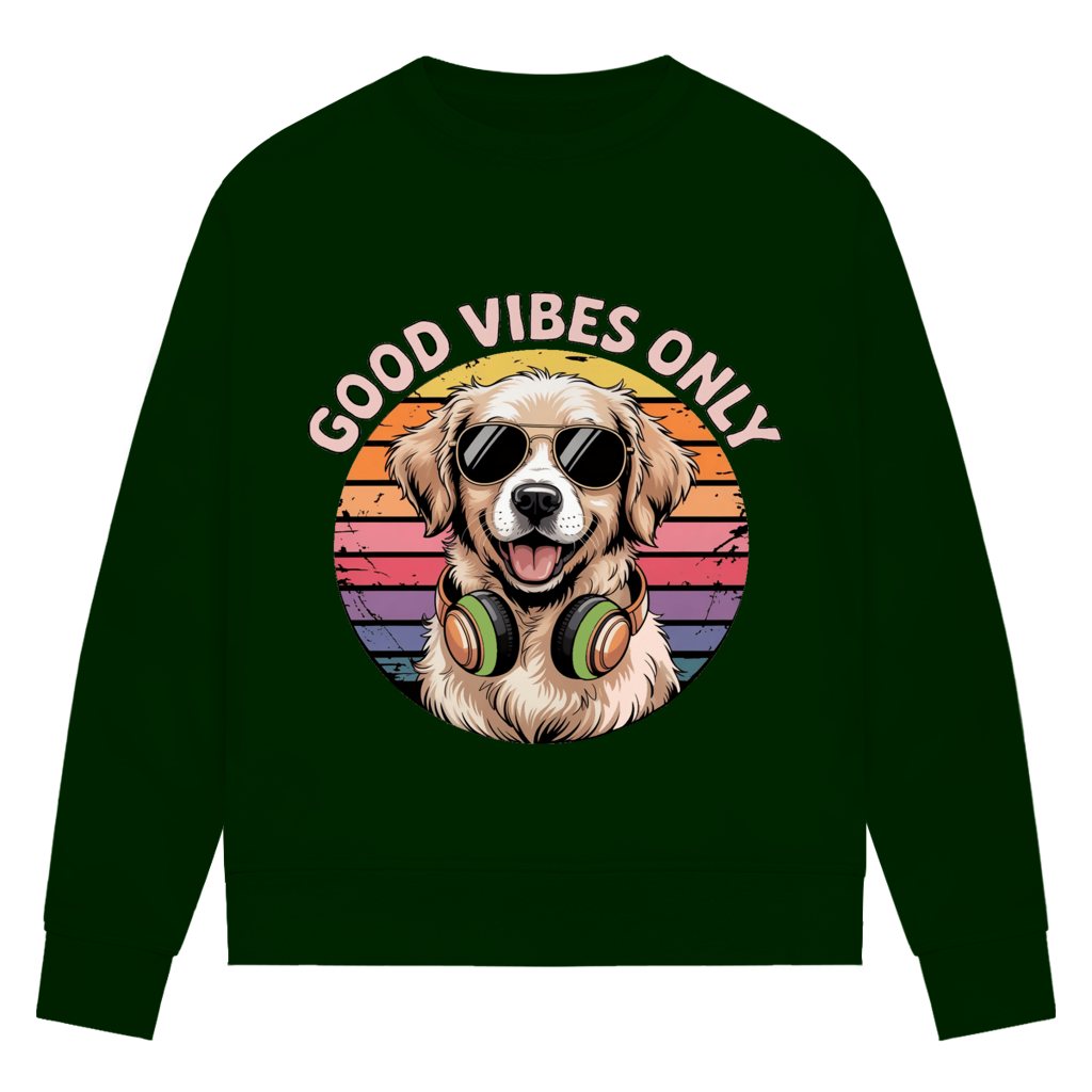 Damen Premium Bio Sweatshirt Good vibes only with dog