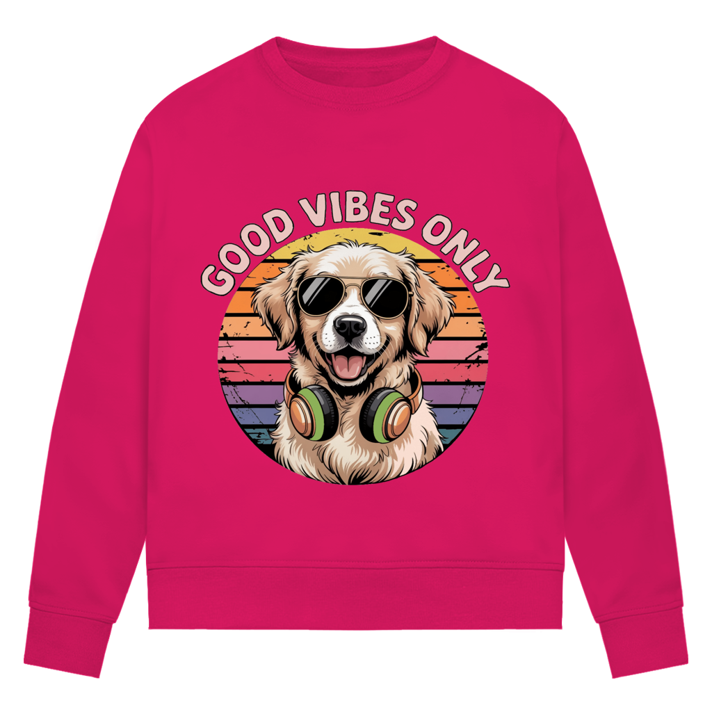 Damen Premium Bio Sweatshirt Good vibes only with dog