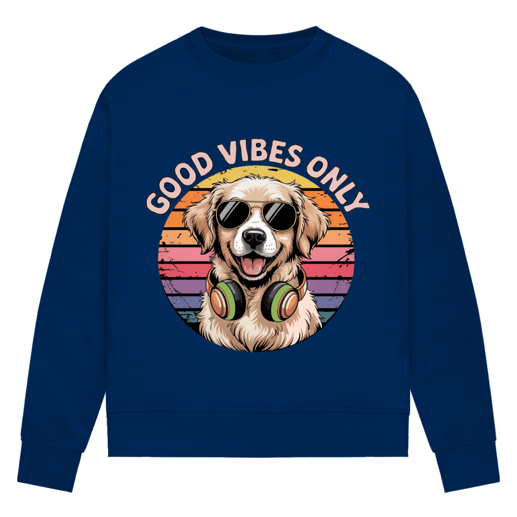 Damen Premium Bio Sweatshirt Good vibes only with dog