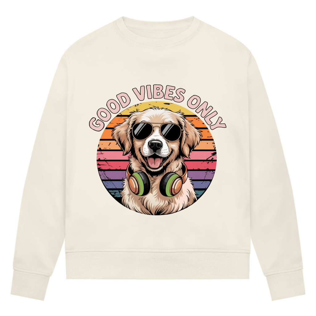 Damen Premium Bio Sweatshirt Good vibes only with dog
