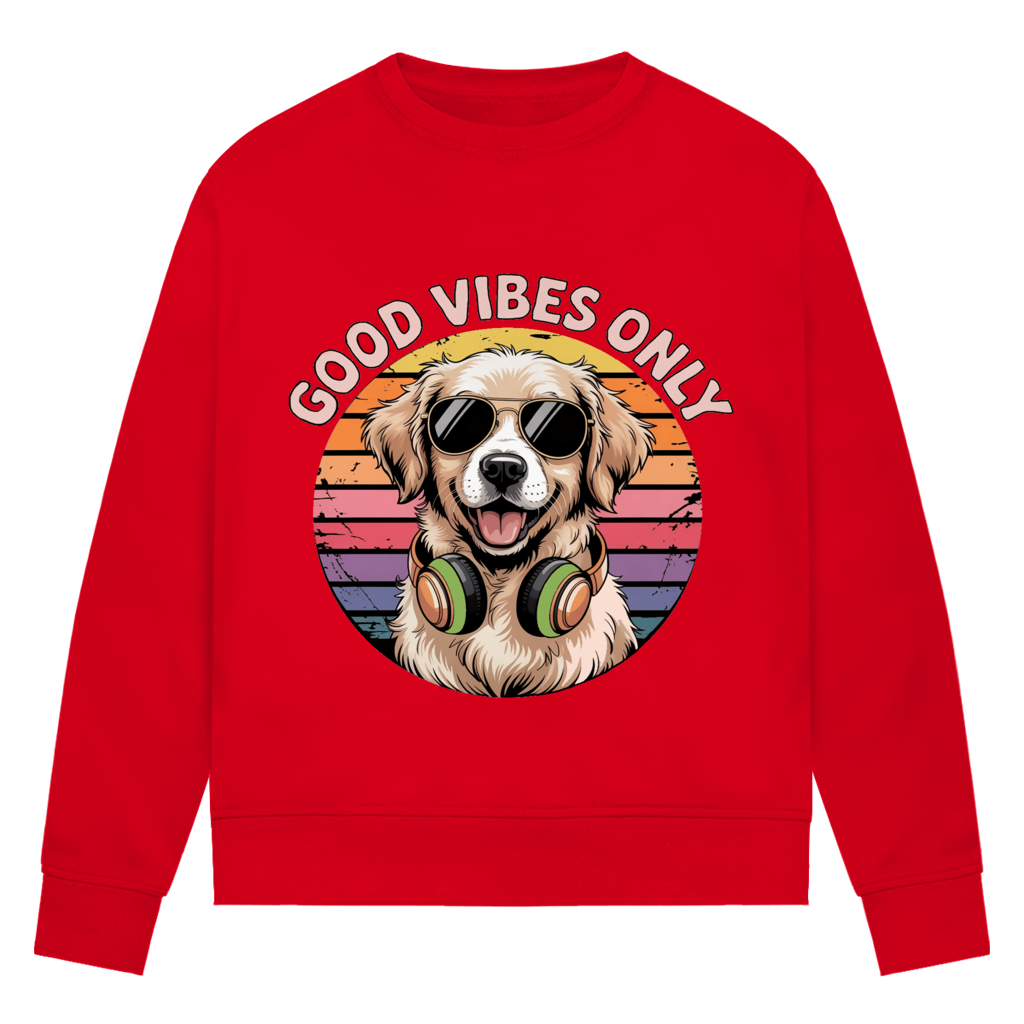 Damen Premium Bio Sweatshirt Good vibes only with dog