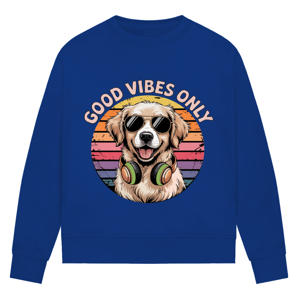 Damen Premium Bio Sweatshirt Good vibes only with dog