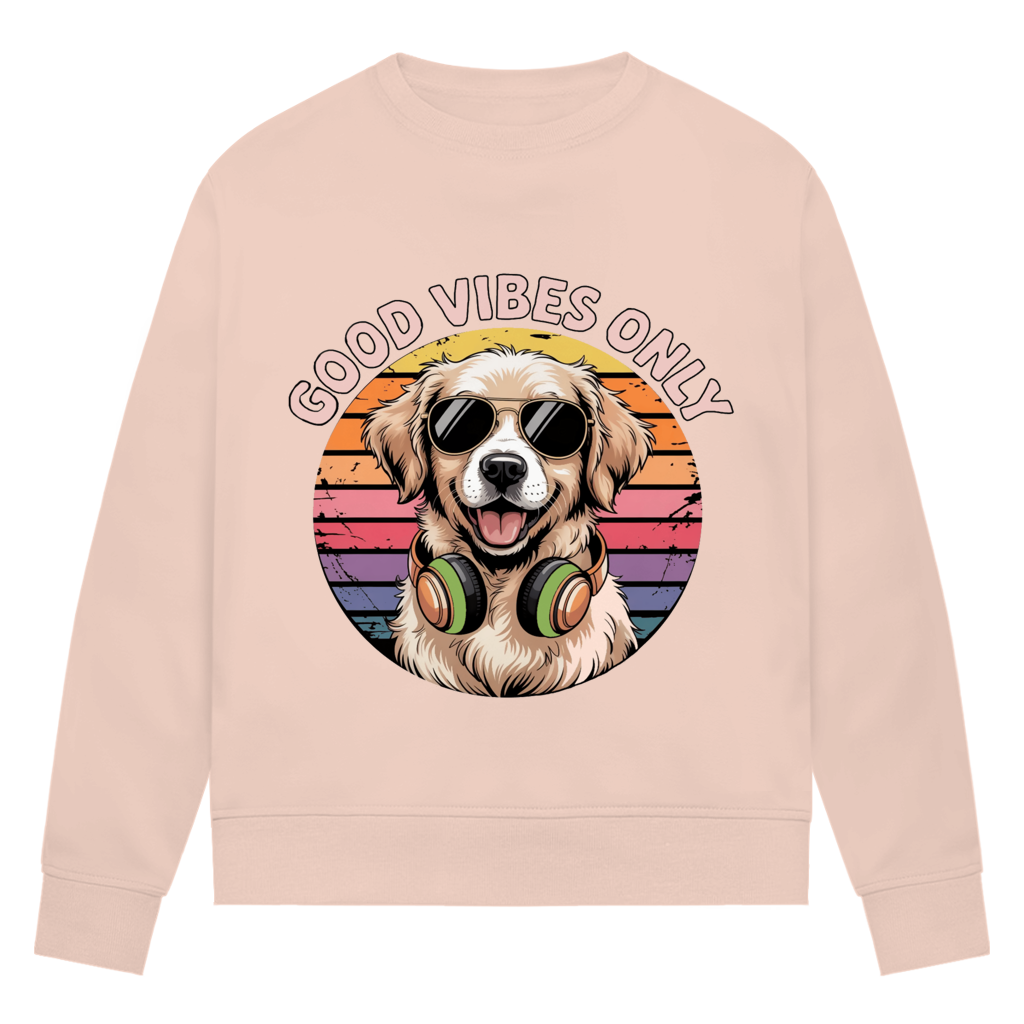 Damen Premium Bio Sweatshirt Good vibes only with dog