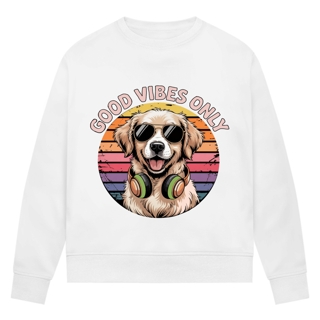 Damen Premium Bio Sweatshirt Good vibes only with dog