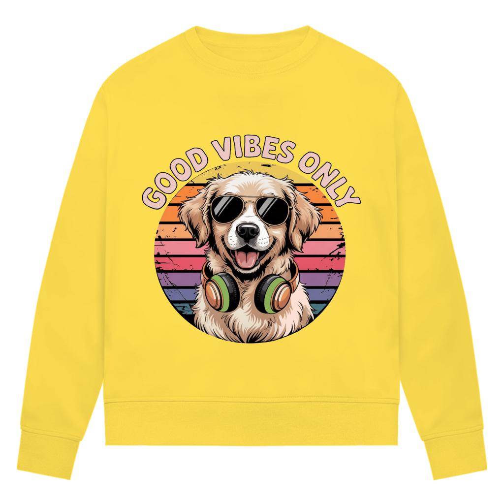 Damen Premium Bio Sweatshirt Good vibes only with dog