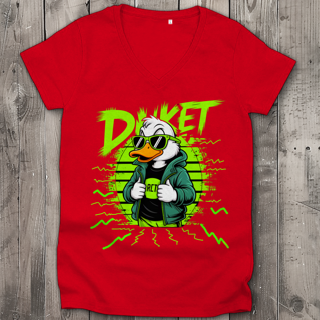Damen Premium Bio V-Neck T-Shirt Ducket Hans