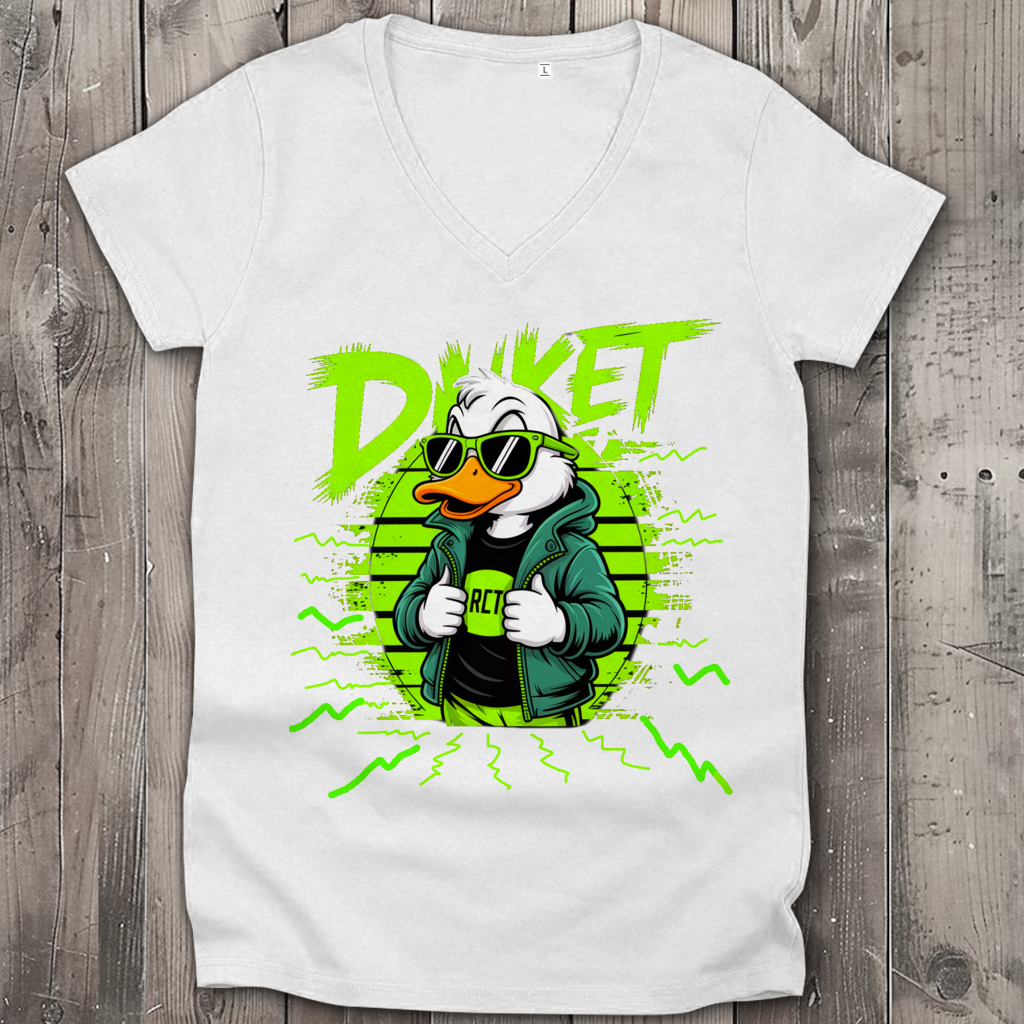 Damen Premium Bio V-Neck T-Shirt Ducket Hans