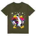 Herren Premium Bio V-Neck T-Shirt Hans the Duck on Vacation