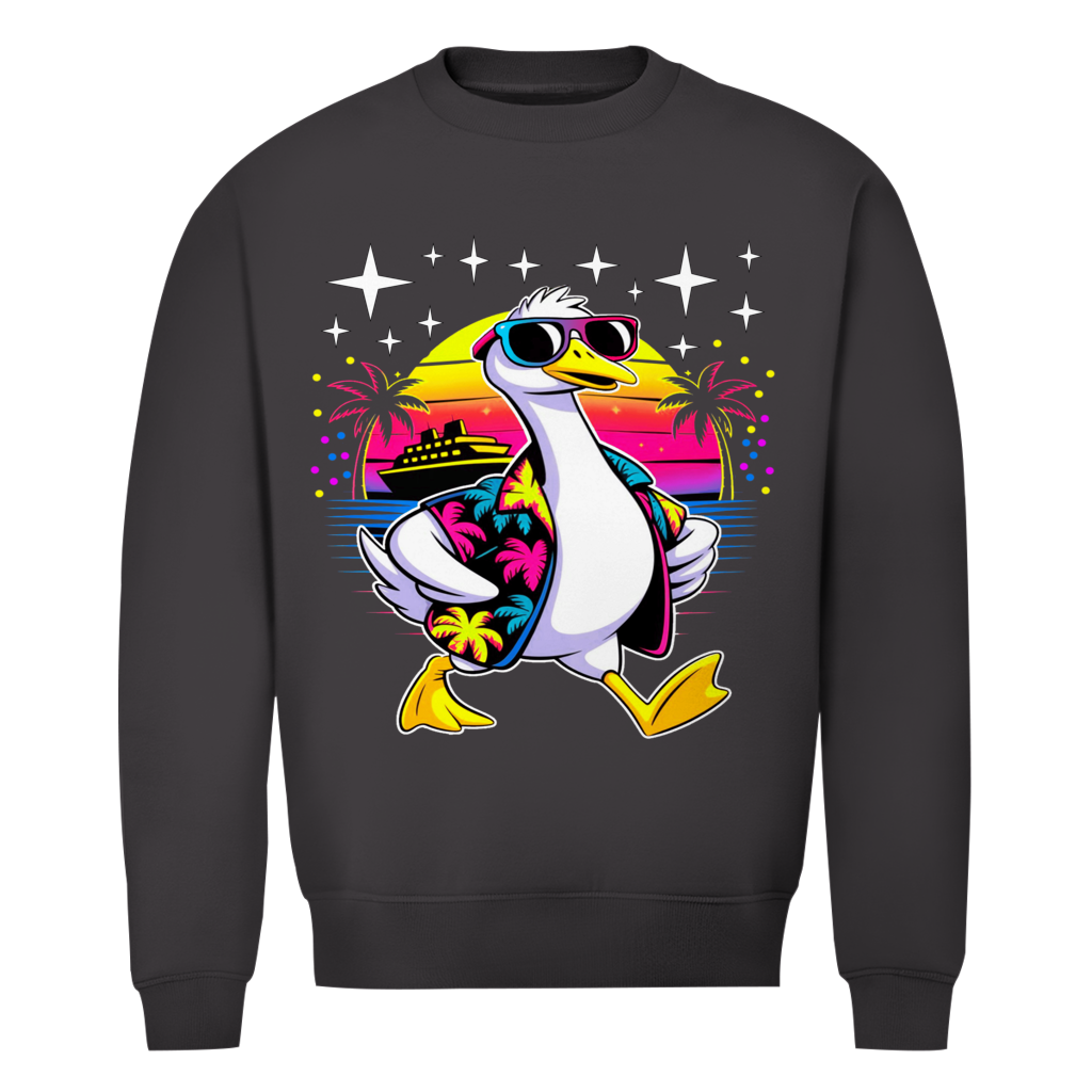 Herren Premium Bio Sweatshirt Hans the Duck on Vacation
